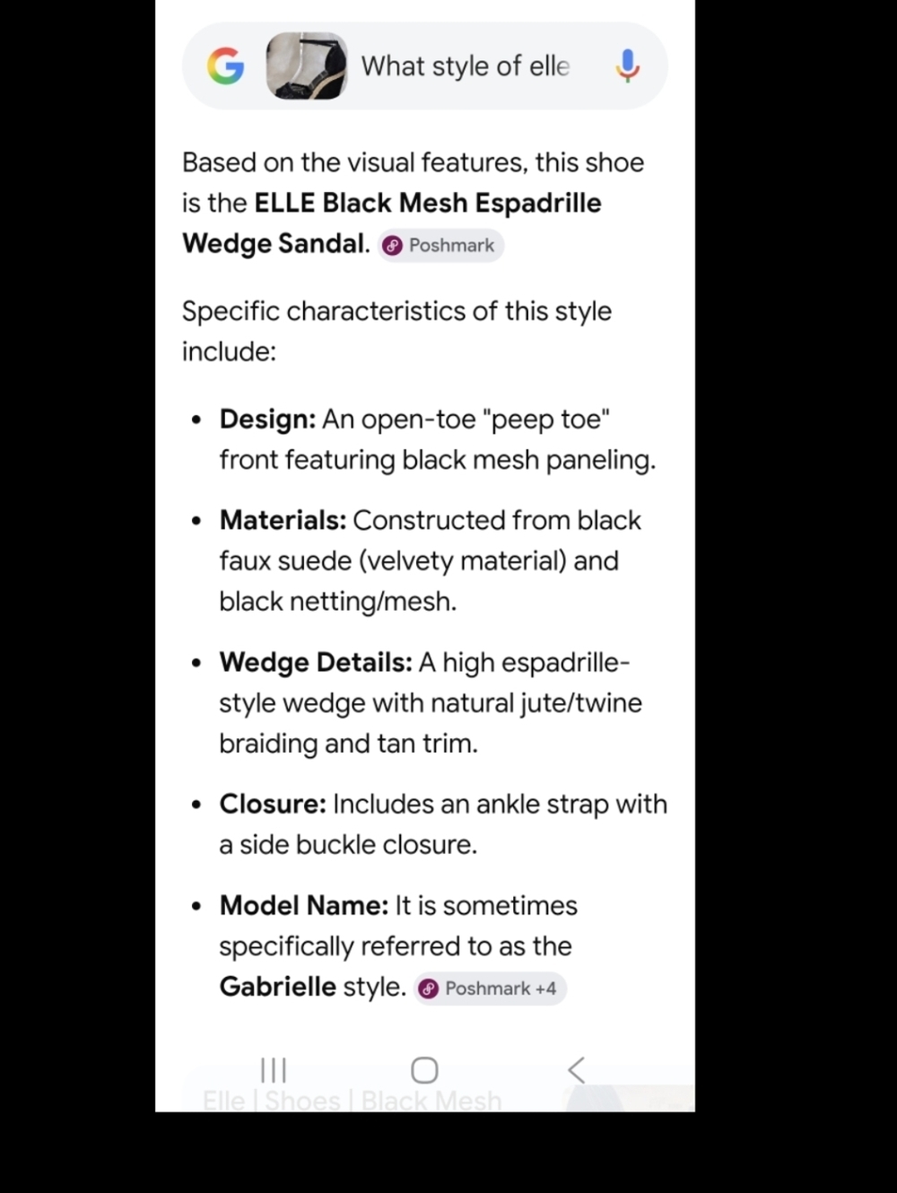 Elle Gabrielle Womens Black Wedge Espadrille Sandals with Ankle Strap - Picture 10 of 10